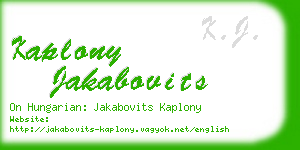 kaplony jakabovits business card